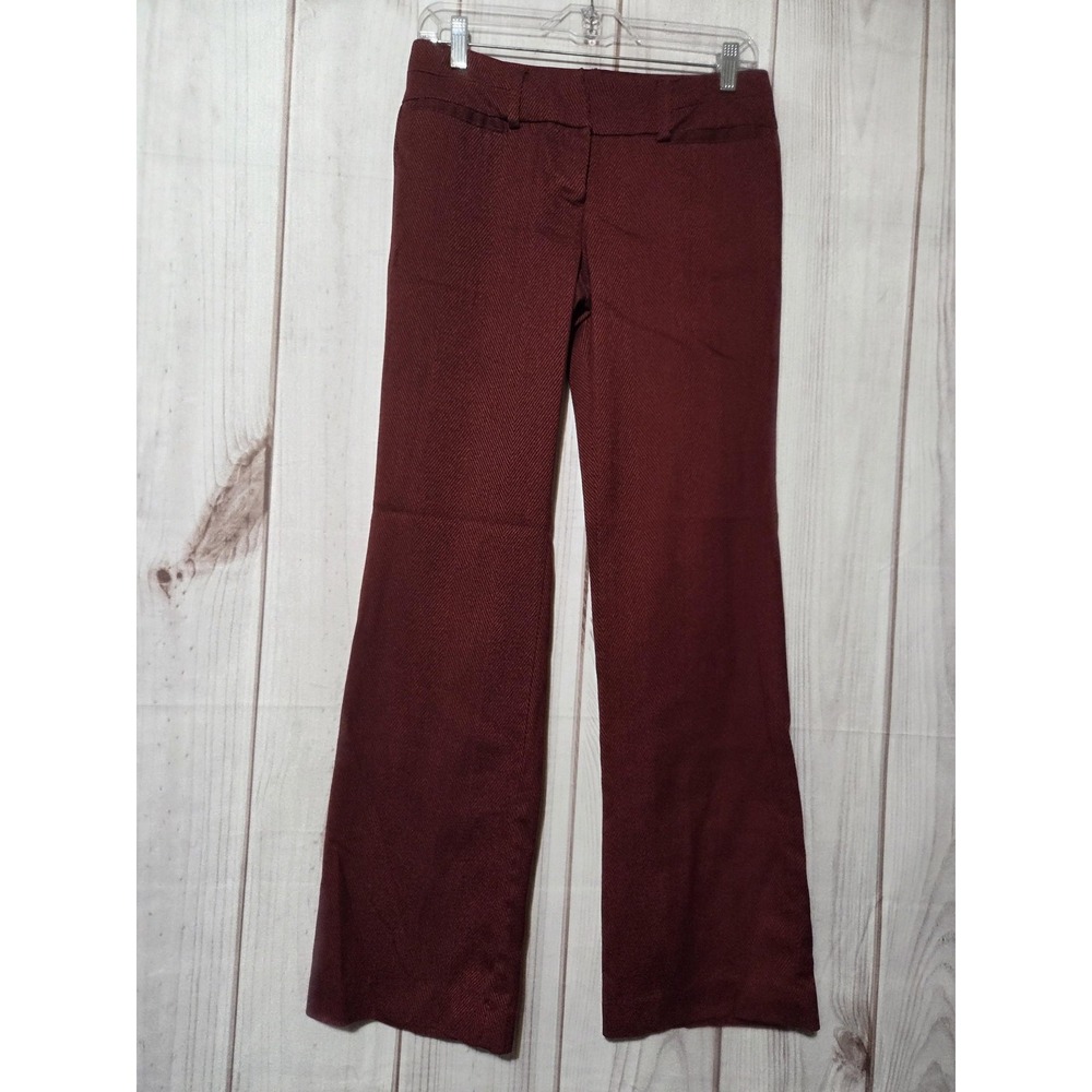 New York & Company Suit Pants Womens 0 Red Herringbone 7th Avenue Stretch Work